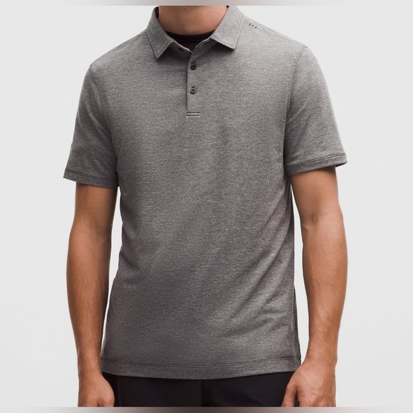 lululemon athletica Other - Lululemon Soft Jersey Short-Sleeve Polo Black Gray heather